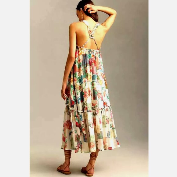 Brand New By Anthropologie Chiffon Smock Midi Dress - Picture 2 of 14